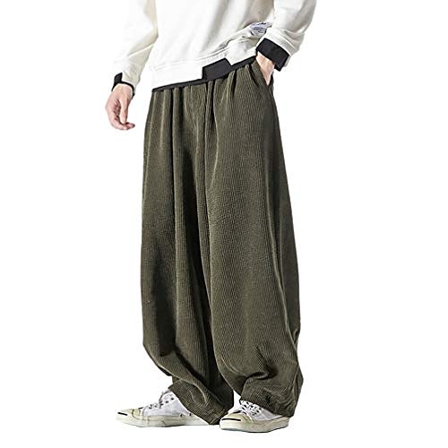 Men's Corduroy Pants Trousers Baggy Pants Pocket Drawstring Elastic Waist Solid Color Comfort Warm Full Length Daily Fashion Casual Loose Fit Navy ArmyGreen 2025 - $42.99 –P1