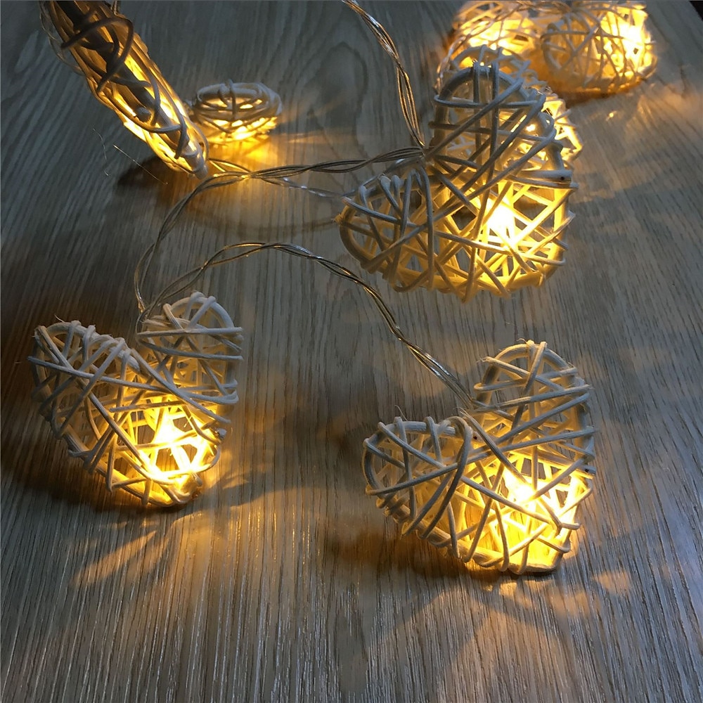 hartvorm led fairy lichtslingers 1.5 m-10leds 3m-20leds bruiloft verjaardagsfeestje kerst decoratie lamp batterij of usb powered 2025 - $10.49 –P3