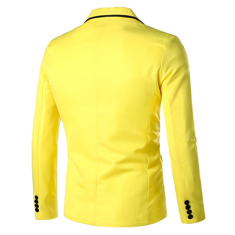 Per uomo Giubbotto Giacca Traspirante Matrimonio Attività commerciale Abito da cocktail Monopetto - 1 bottone A V Lavoro Elegante Giacca Capispalla Stampa Tasche Nero Bianco Giallo del 2025 a $42.99 -P6