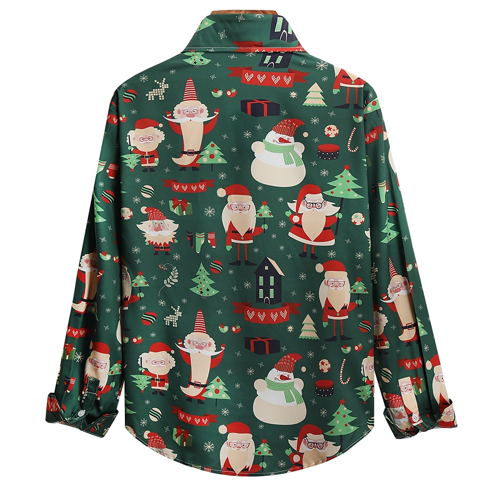 chemises imprimées père noël pour hommes chemises arbre père noël vacances col classique vert armée vert rouge blanc décontracté manches longues imprimé vêtements vêtements mode style ethnique de 2025 ? $26.99 –P5