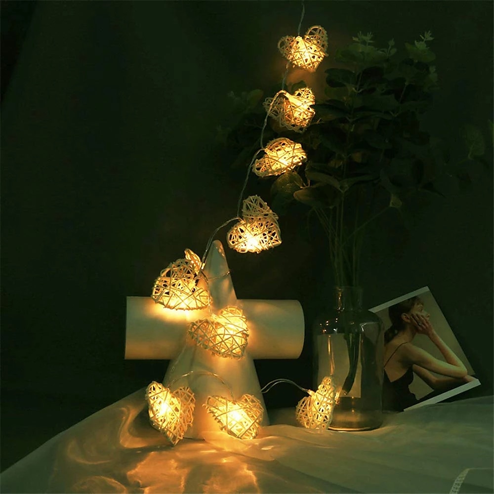 hartvorm led fairy lichtslingers 1.5 m-10leds 3m-20leds bruiloft verjaardagsfeestje kerst decoratie lamp batterij of usb powered 2025 - $10.49 –P2