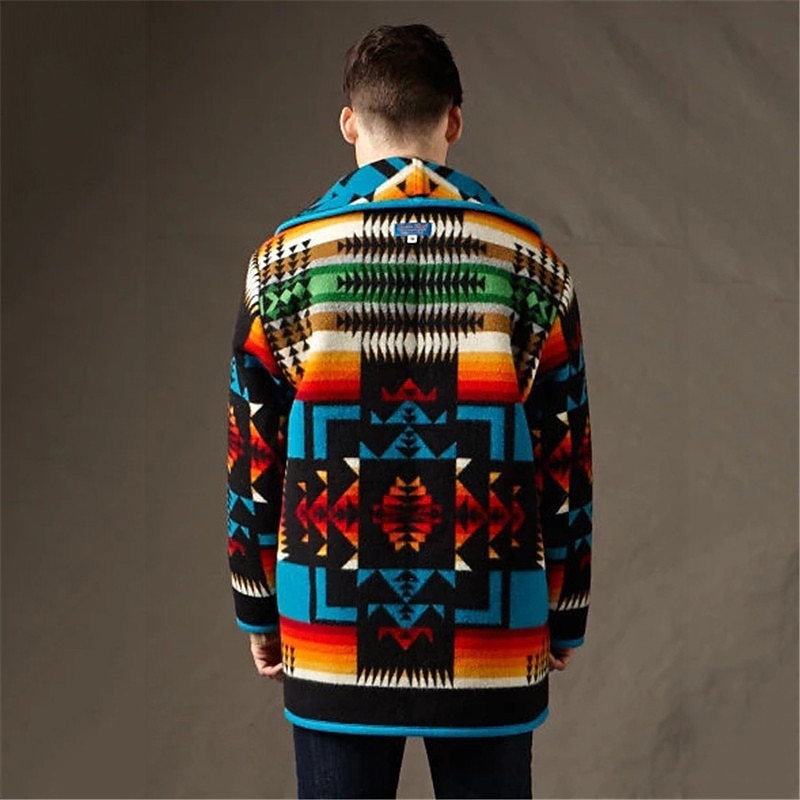 Herr Vinterjacka Vinterkappa Sherpajacka Håller värmen Andningsfunktion Gata Dagligen Enkelknäppt Nedvikt Streetwear Ledigt Jacka Ytterkläder Geometrisk Ficka Svart 2025 - $51.99 –P2
