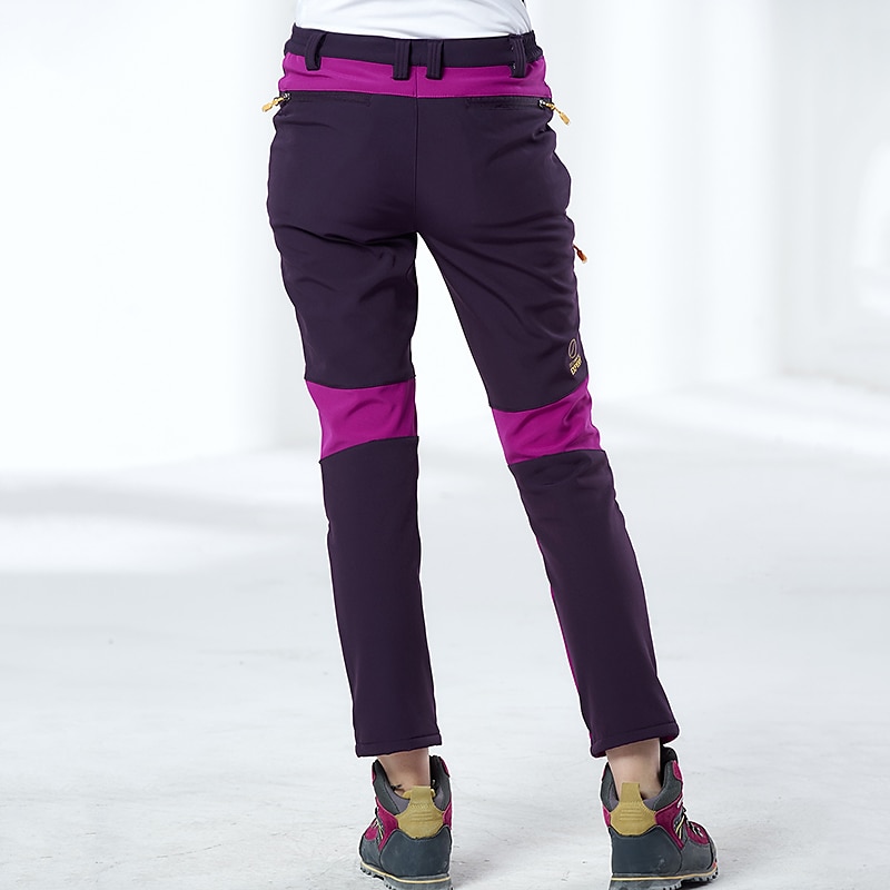 Women Fleece Lined Ski Pants Waterproof Insulated Hiking Cargo Pockets  Trousers | eBay