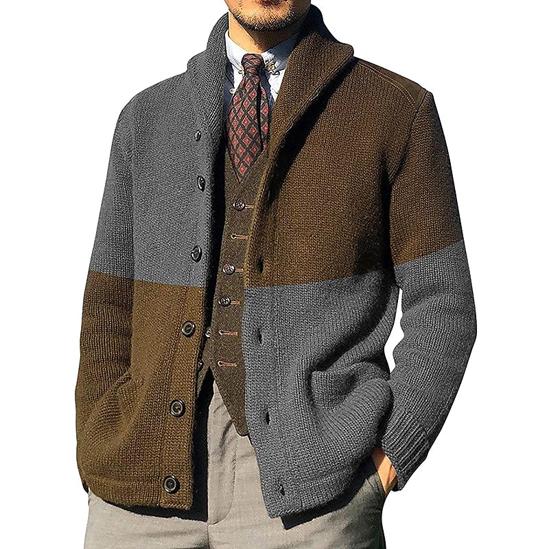 Men's Sweater Cardigan Cropped Sweater Knit Knitted Shawl Collar Vintage Modern Contemporary Casual Daily Wear Clothing Apparel Fall Winter Black Army Green M L XL 2025 - $48.99 –P3