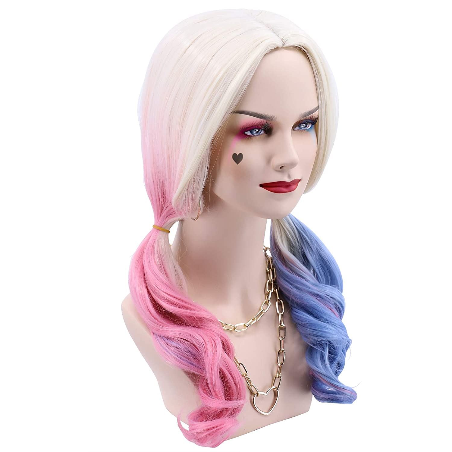 parrucca cosplay harley quinn cfalaicos ondulata lunga tintura colore rosa blu per le donne parrucche del partito parrucche di halloween del 2025 a $32.99 –P5