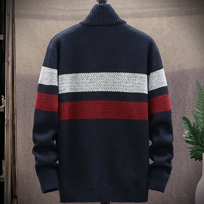 Per uomo Felpa Cardigan Maglione con zip Giacca maglione Maglione in pile Maglia Lavorato a maglia Color Block Colletto alla coreana Moda Esterno Interni Abbigliamento Inverno Autunno Blu Grigio scuro del 2025 a $25.99 –P10