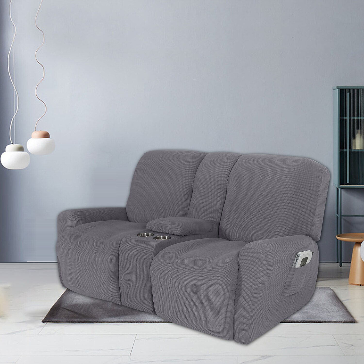 Fundas elásticas para sillón reclinable color burdeos, funda para sofá de dos plazas con consola central, funda para sofá reclinable con bolsillo lateral (funda para 3 reposabrazos, 3 respaldos, 2 2025 - $107.99 –P7