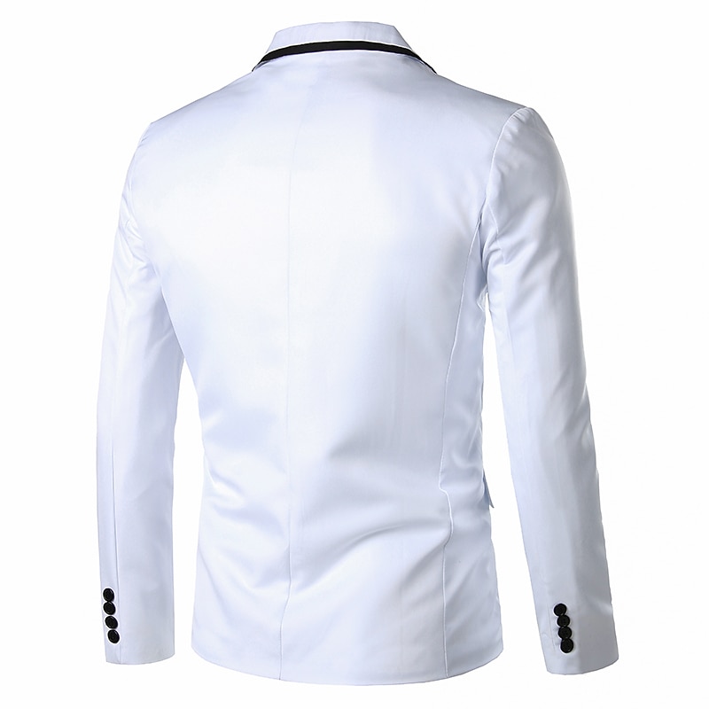 Per uomo Giubbotto Giacca Traspirante Matrimonio Attività commerciale Abito da cocktail Monopetto - 1 bottone A V Lavoro Elegante Giacca Capispalla Stampa Tasche Nero Bianco Giallo del 2025 a $42.99 -P8