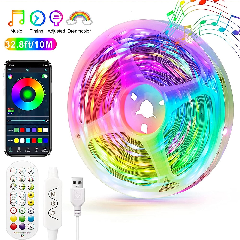 RGBIC Addressable LED Strip Light 10m 32.8FT Dream Color APP Control USB Music Sync Color Changing for Party Holiday Bedroom 2025 - $27.99 –P6