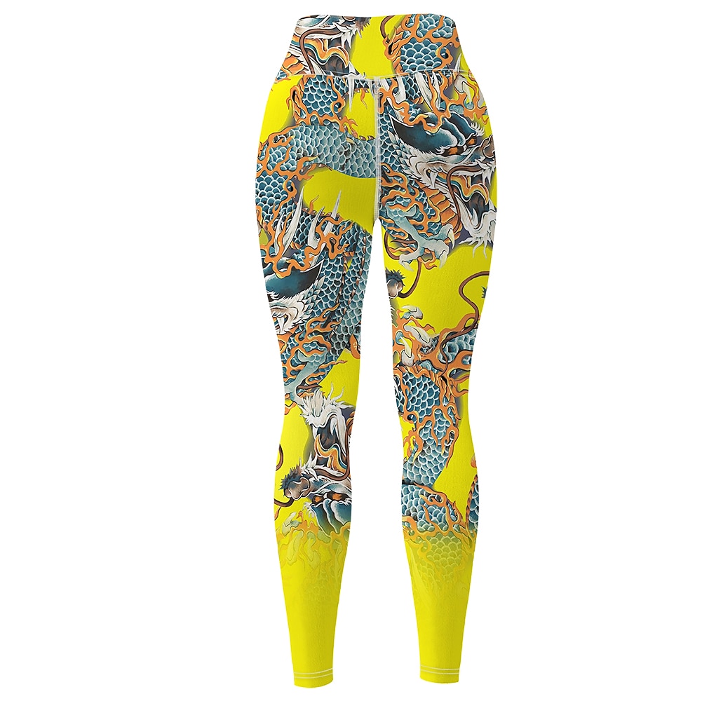 Damskie Spodnie do jogi Podnoszenie pośladków Wyszczuplenie brzucha Wysoka talia Trening w siłowni Bieganie Zdatność Legginsy 3/4 Graficzny Żółty Jesień Sport Odzież sportowa Wysoka elastyczność 2026 - $12.99 –P5