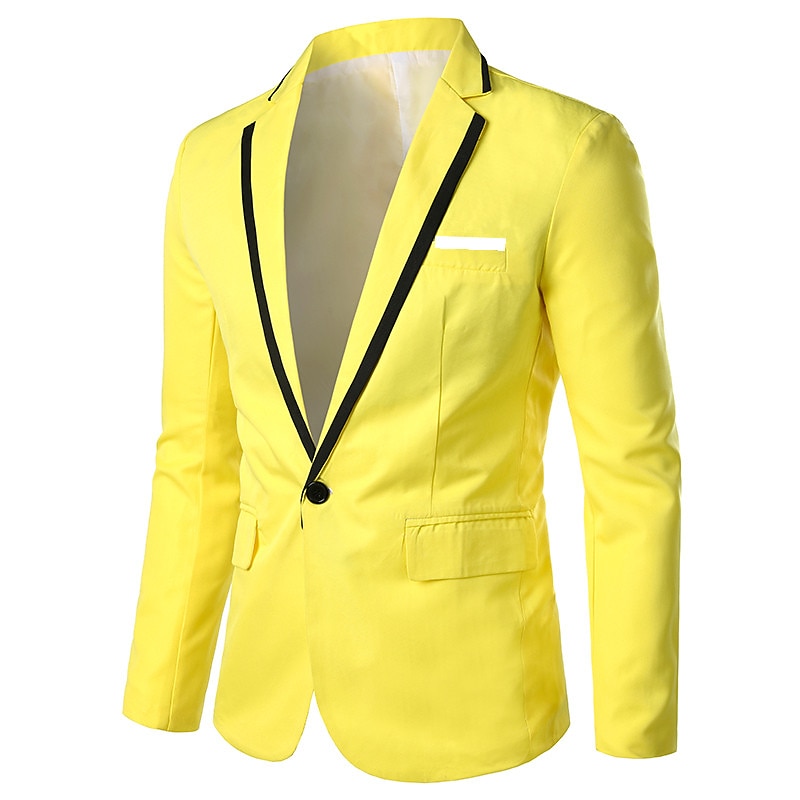 Per uomo Giubbotto Giacca Traspirante Matrimonio Attività commerciale Abito da cocktail Monopetto - 1 bottone A V Lavoro Elegante Giacca Capispalla Stampa Tasche Nero Bianco Giallo del 2025 a $42.99 -P5
