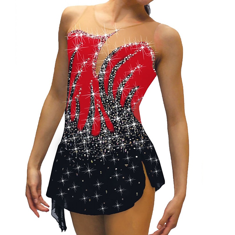 Vestito da pattinaggio artistico Per donna Da ragazza Pattinaggio sul ghiaccio Vestiti Completi Nero Bianco Giallo Retato Elastene Elevata elasticità Addestramento Da allenamento Competizione Vestiti del 2026 a $145.99 –P7