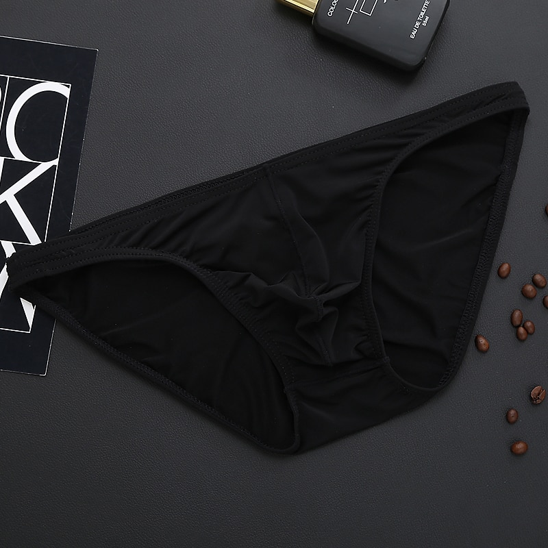Men's 1pack Basic Panties Briefs Basic Nylon Pure Color Low Waist Light Blue Black 2025 - $7.99 –P6