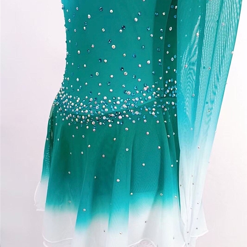 Kunstschaatsjurk Dames Voor meisjes Schaatsen Jurken Outfits Zwart Geel Roze Open achterkant Spandex Hoge Elasticiteit Opleiding Wedstrijd Kunstschaatskleding Kristal / Bergkristal Lange mouw 2026 - $168.99 –P6