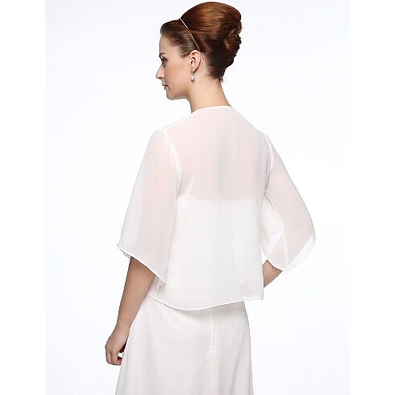Halv Erme Frakker  Jakker Chiffon  Bryllup  Fest  Kveld Kvinne Stola  Bolero Med Drapering  Ensfarget 2025 - $27.99 –P1