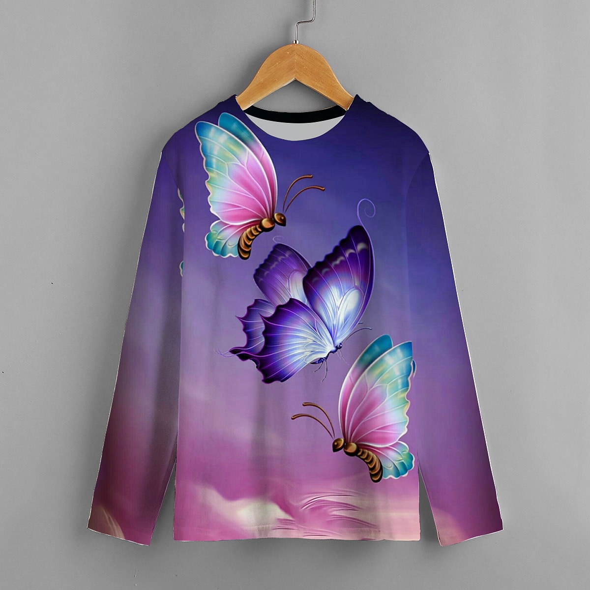 Mädchen 3D Schmetterling T-Shirt Langarm 3D-Druck Herbst Aktiv kinderkleidung 4-12 Jahre Regular Fit 2025 - $13.99 -P7