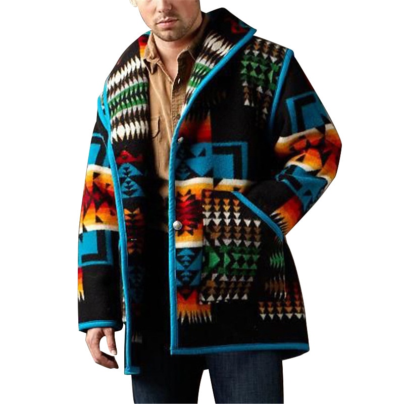 Herr Vinterjacka Vinterkappa Sherpajacka Håller värmen Andningsfunktion Gata Dagligen Enkelknäppt Nedvikt Streetwear Ledigt Jacka Ytterkläder Geometrisk Ficka Svart 2025 - $51.99 –P4
