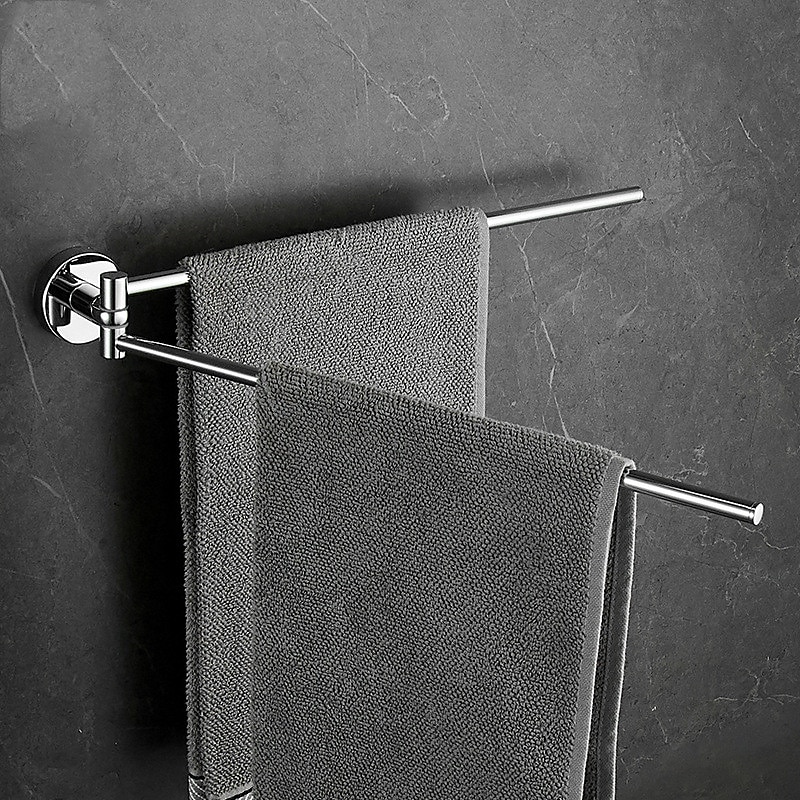 Towel Bar Foldable Bathroom Shelf Multilayer Contemporary Brass and Zinc Alloy Bathroom 2 Rods Wall Mounted 2025 - $84.99 –P3
