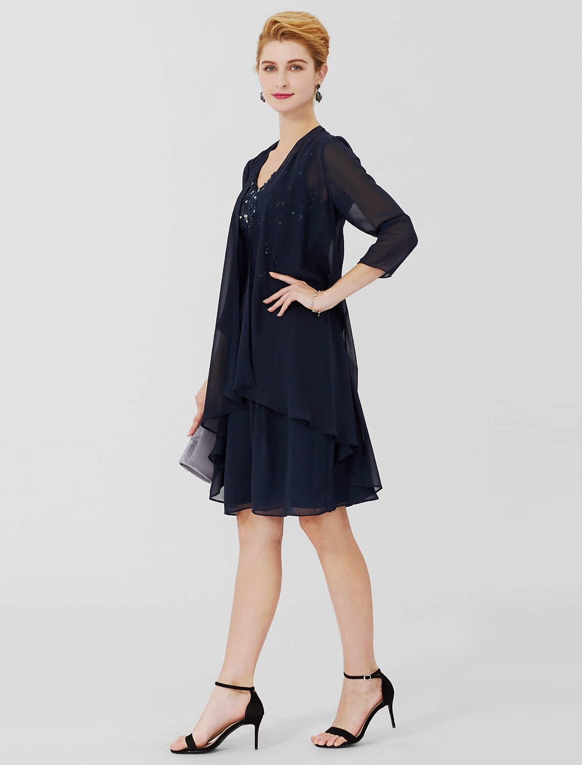 Vrouwen Wrap Shrug Moeder's Wraps Jassen  Jasjes Elegant Zonbescherming 3/4 Lengte Mouw Chiffon Bruiloft Gasten Wraps Met Effen Kleur Voor Formele Lente  Herfst kleed je mooi aan 2025 - $44.99 –P5