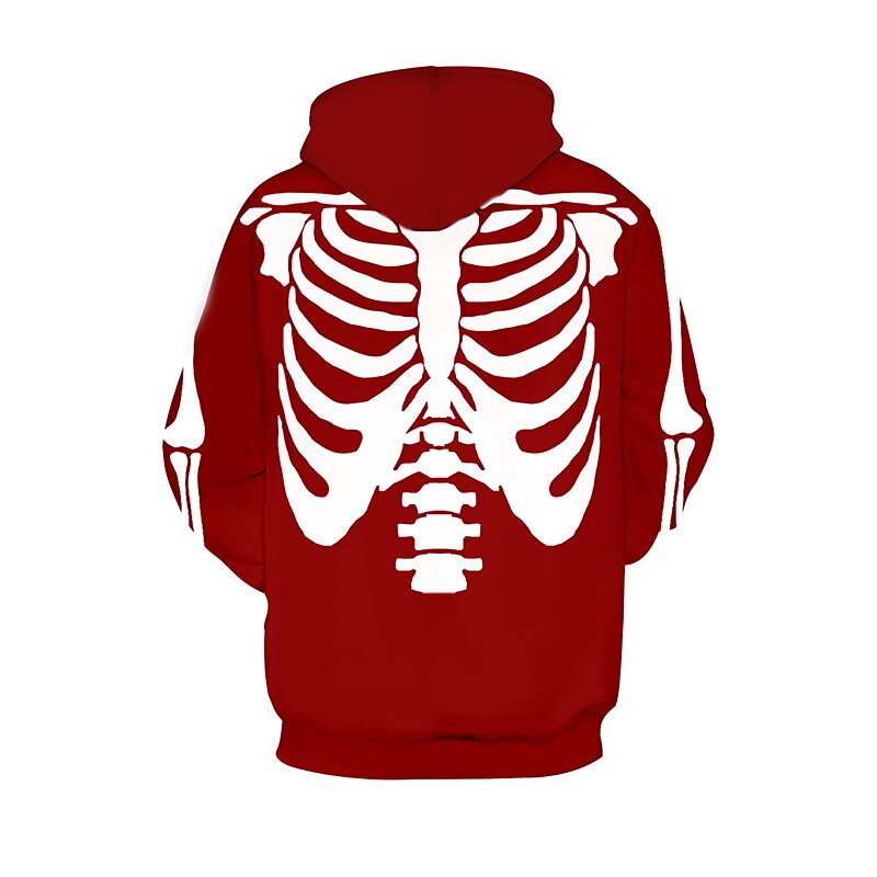 Męskie Wzory graficzne Szkielet Bluza z Kapturem Z kapturem Bluzy Bluza z Kapturem Długi rękaw Bluza z kapturem Kaptur Designerskie Druk 3D Codzienny Sport Czerwony Nadruk Wiosna i jesień Projektant 2025 - $31.99 –P2