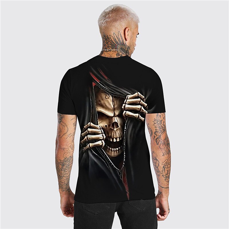 Men's Unisex Skull Graphic Prints T shirt Halloween Shirt Funny T Shirts Short Sleeve T shirt 3D Print Crew Neck Shirt Designer Casual Big and Tall Daily Holiday Black Blue Green Summer Clothing 2025 - $17.99 –P2