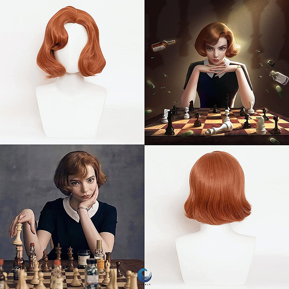 The Queen's Gambit Beth Harmon Cosplay Wig in Full Head Topper Hair Stock