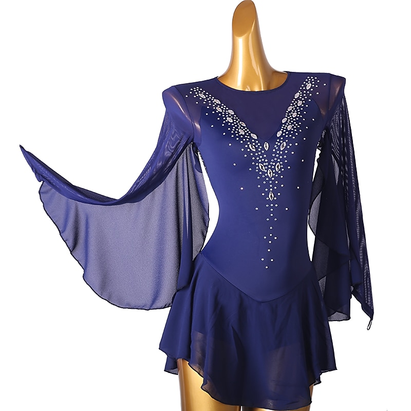 Rochie de Patinaj Artistic Pentru femei Fete Πατινάζ στο πάγο Rochii Ținute Alb Bleumarin Albastru celest Peteci Plasă Spandex Înaltă Elasticitate Antrenament Profesional Competiție Ținută Patinaj 2025 - $112.99 –P11