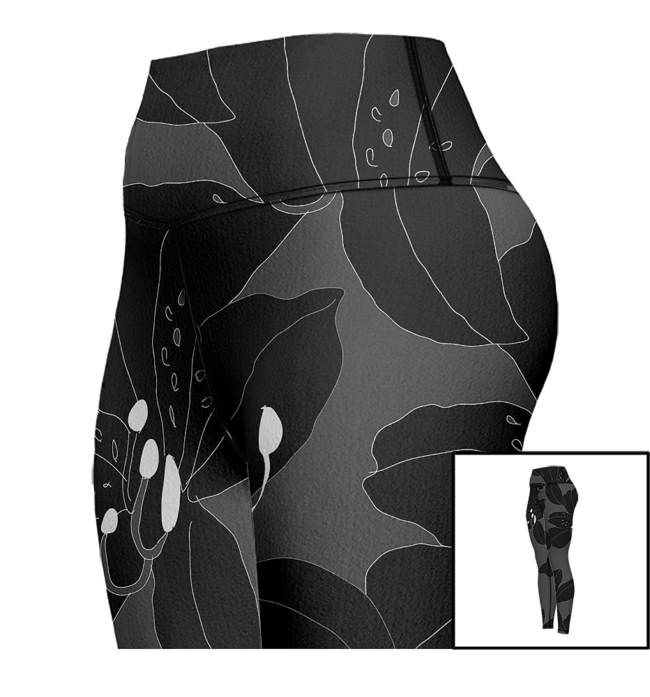 Dámské Legíny Sports Gym Leggings Kalhoty na jógu Spandex Černá Oříznuté legíny Květiny Zaštíhlující Butt Lift Oblečení Oblečení Jóga Zdatnost Cvičení v tělocvičně Běh / Vysoká pružnost / Sportovní 2026 - $18.99 –P8