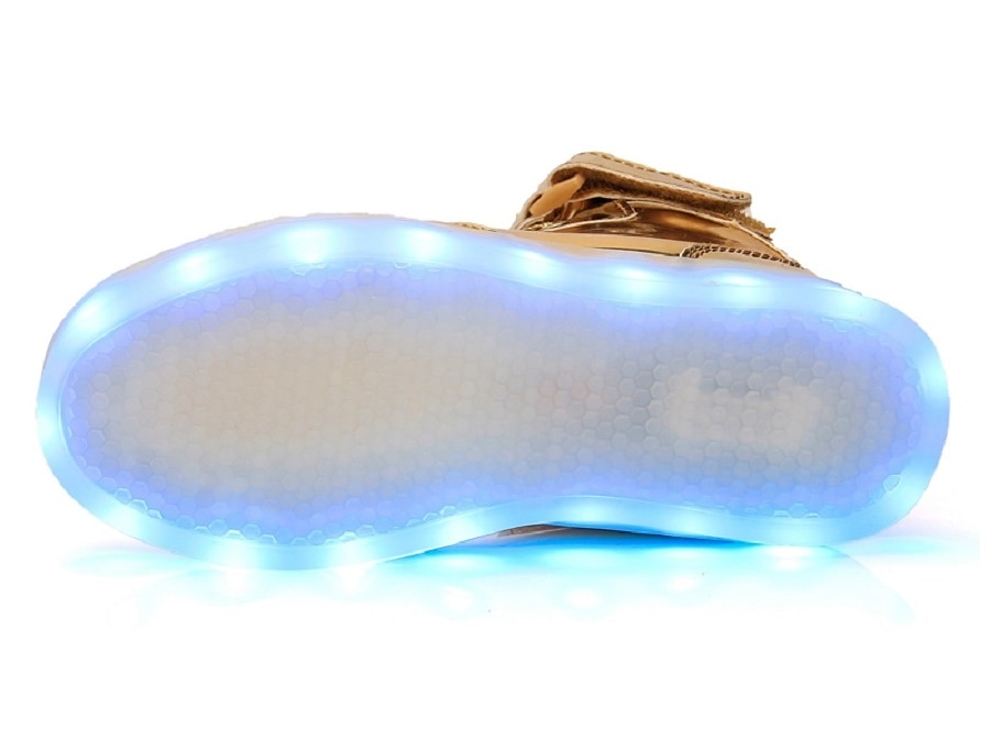 Gold LED Light-Up High-Top Sneakers for Kids and Men with Colorful Sole, Adjustable Strap, and Shiny Finish 2025 - $42.99 –P4