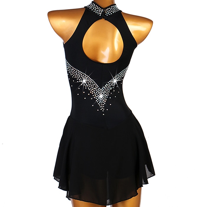 Robe de Patinage Artistique Femme Fille Patinage Robes Violet claire Rose clair Jaune Dos ouvert Maille Spandex Haute élasticité Compétition Tenue de Patinage Fait à la main Cristal / Stras Sans de 2026 ? $106.99 –P3