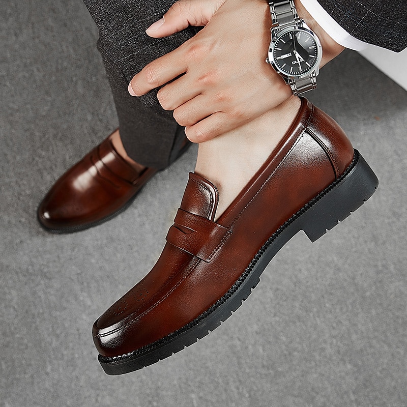 herrekjole penny loafers & slip-ons pluss størrelse vintage business casual fest & kveld loafers svart brun høst vinter 2025 - $64.99 –P6