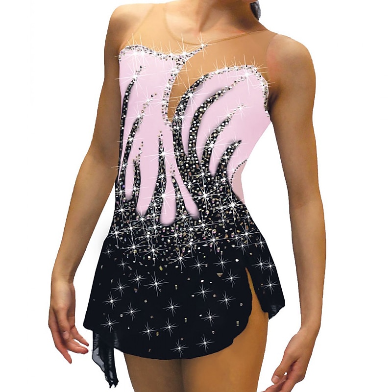 Vestito da pattinaggio artistico Per donna Da ragazza Pattinaggio sul ghiaccio Vestiti Completi Nero Bianco Giallo Retato Elastene Elevata elasticità Addestramento Da allenamento Competizione Vestiti del 2026 a $145.99 –P10