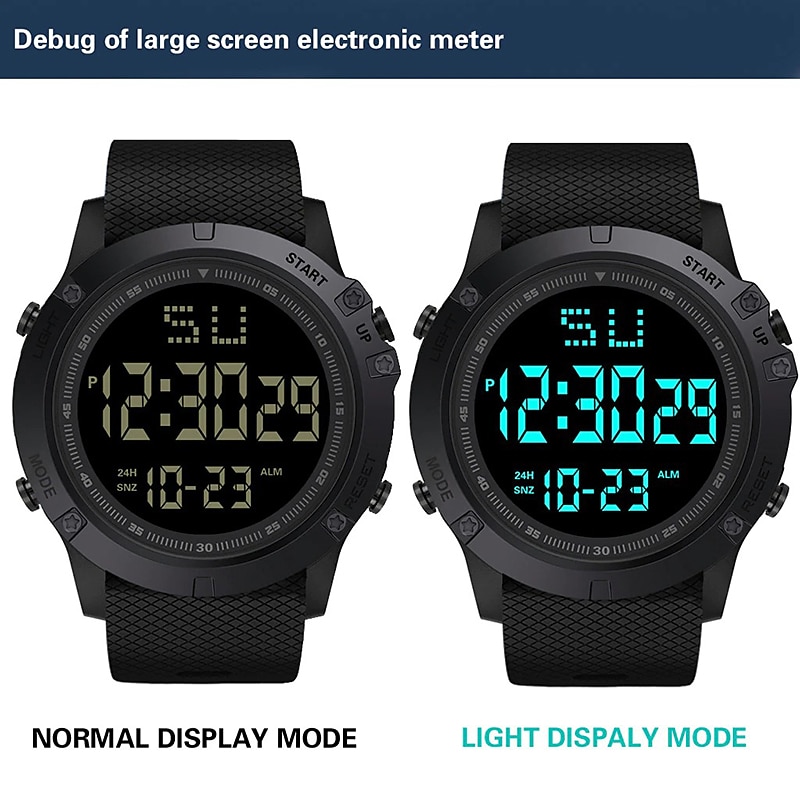 Men Digital Watch Multifunction Military Outdoor Sports Wristwatch Luminous LED Digital Watch Big Dial Waterproof Rubber Strap Electronic Watch For Student Kids 2025 - $13.99 –P5