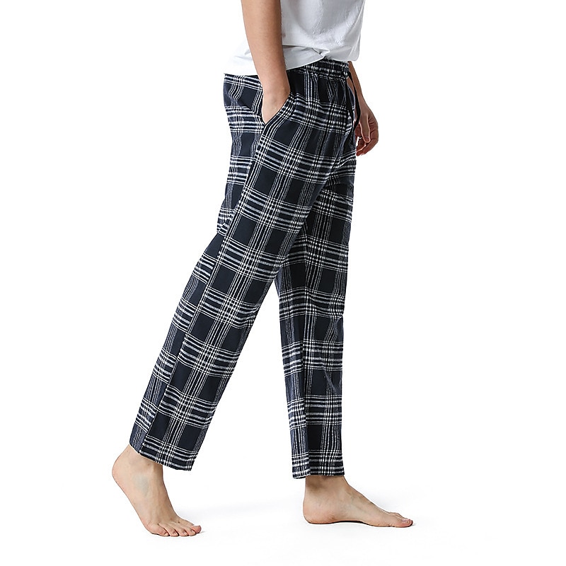 Plaid Print Pajamas Pants Soft Comfy Drawstring Lounge Pants