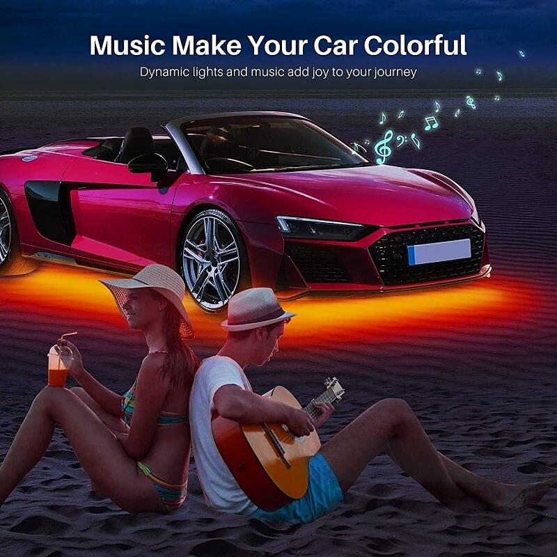 WAZA Car Underglow Lights Exterior Kit 4PCS Underbody LED Strip Lights 8 Color Sound Active Function and Wireless Remote Control with 6FT Extension Wire Cable Tie IP68 2025 - $62.99 –P9