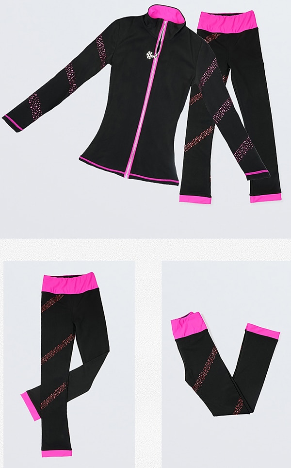 Eiskunstlauf-Jackett und -Hose Damen Mädchen Eislaufen Hosen / Regenhose Leggings Austattungen Schwarz Blau Fuchsie Vlies Spandex elastisch Ausbildung Praxis Wettbewerb Eiskunstlaufkleidung warm 2026 - $121.99 –P9