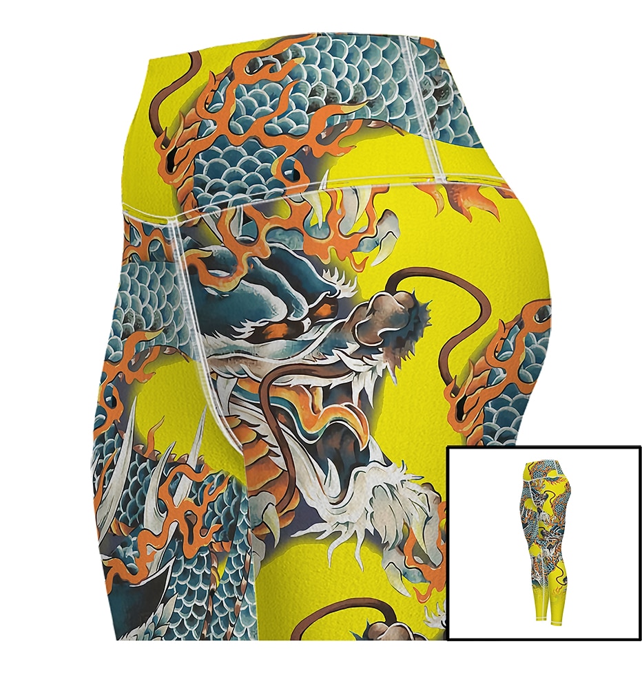 Damskie Spodnie do jogi Podnoszenie pośladków Wyszczuplenie brzucha Wysoka talia Trening w siłowni Bieganie Zdatność Legginsy 3/4 Graficzny Żółty Jesień Sport Odzież sportowa Wysoka elastyczność 2026 - $12.99 –P8