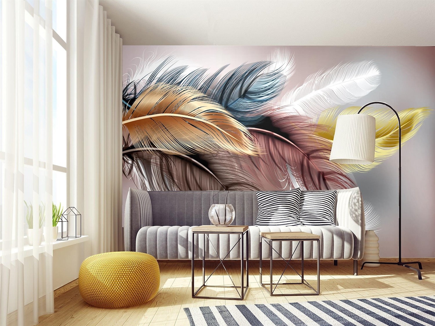 Mural Wallpaper Wall Sticker Custom Self-adhesive Feather PVC / Vinyl Suitable For Living Room Bedroom Restaurant Hotel Wall Decoration Art  Home Decor 2025 - $47.99 –P3