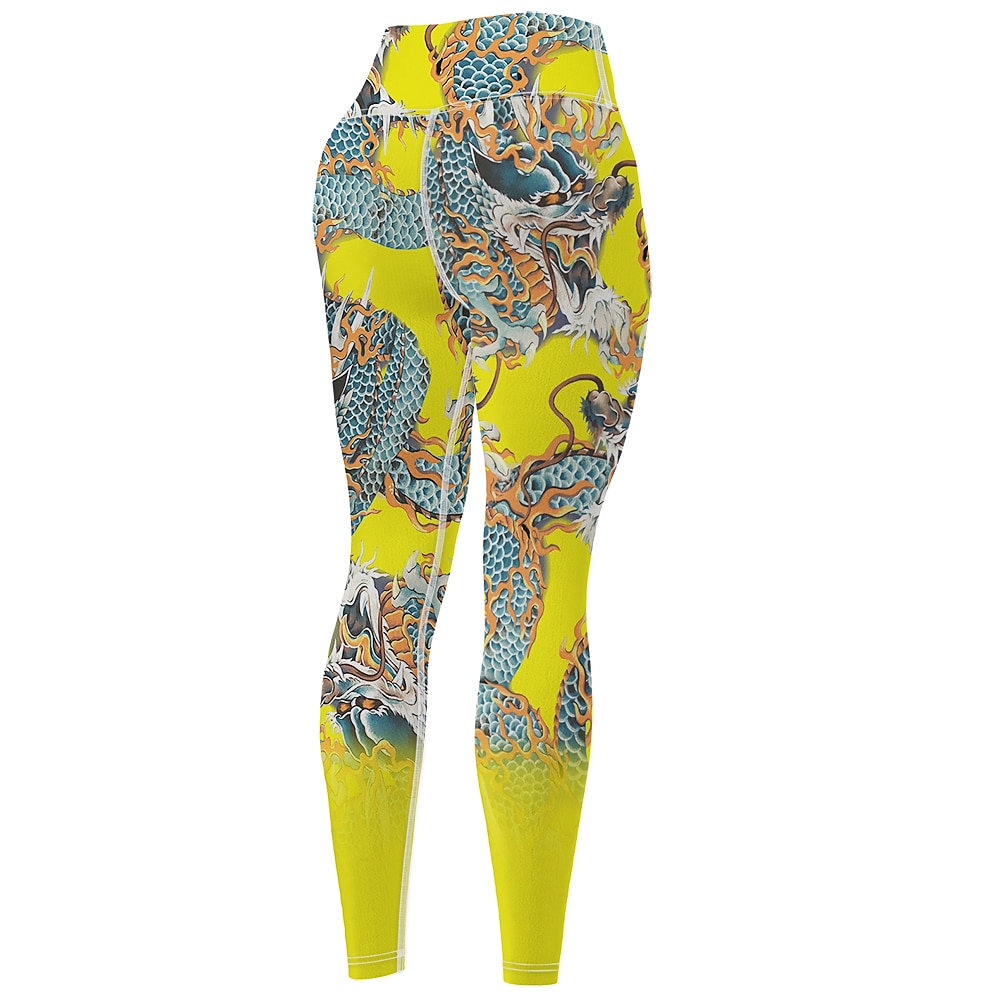 Damskie Spodnie do jogi Podnoszenie pośladków Wyszczuplenie brzucha Wysoka talia Trening w siłowni Bieganie Zdatność Legginsy 3/4 Graficzny Żółty Jesień Sport Odzież sportowa Wysoka elastyczność 2026 - $12.99 –P6