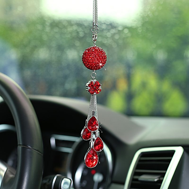 Handmade Crystal Sun Catcher Hanging Ornament for Car Rear View Mirror w Tassle 