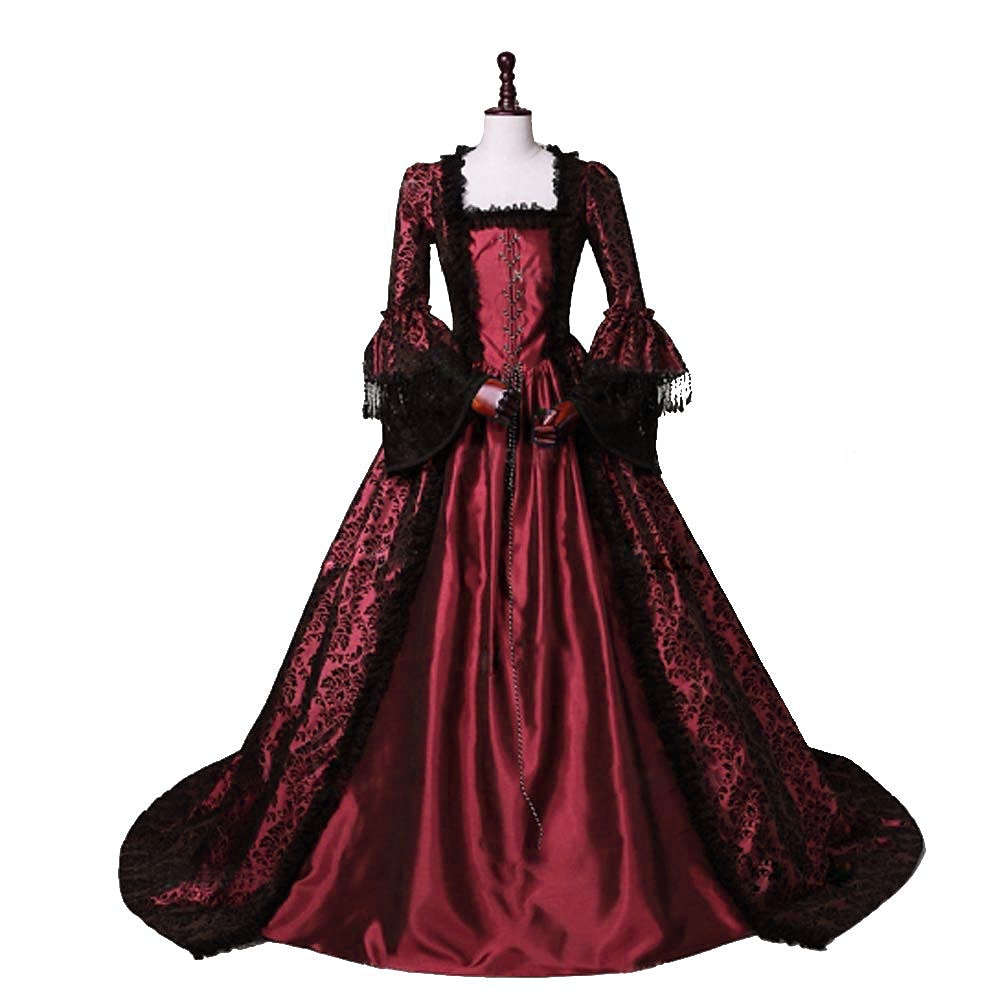 Dress Floral Style Rococo Victorian Floor Length Dress Party Costume Masquerade Flare Cuff Sleeve Princess Toile Ball Gown Square Neck Fancy Dress Women's Halloween Christmas Party / Evening Adults 2026 - $123.99 –P7