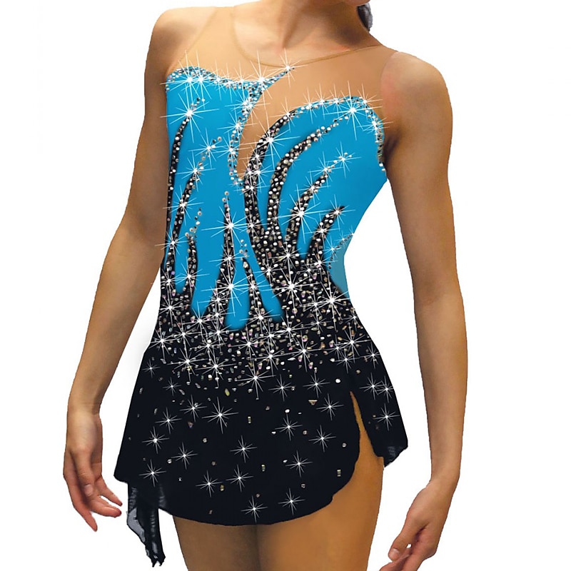 Vestito da pattinaggio artistico Per donna Da ragazza Pattinaggio sul ghiaccio Vestiti Completi Nero Bianco Giallo Retato Elastene Elevata elasticità Addestramento Da allenamento Competizione Vestiti del 2026 a $145.99 –P5