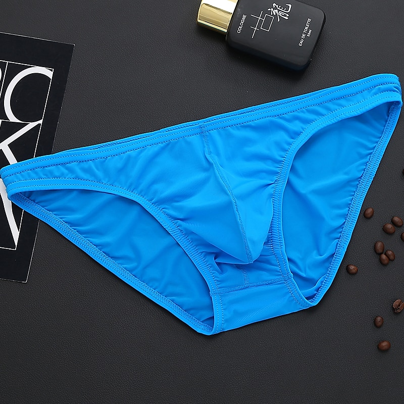 Men's 1pack Basic Panties Briefs Basic Nylon Pure Color Low Waist Light Blue Black 2025 - $7.99 –P1