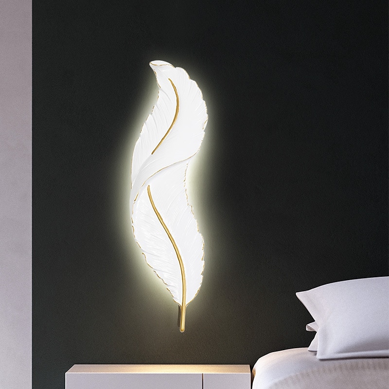 lightinthebox 1 luce 65 cm applique da parete a led design a forma di piuma applique da parete moderna in stile lusso camera da letto sala da pranzo applique da parete in resina 110-120 v 220-240 v del 2025 a $381.69 –P8