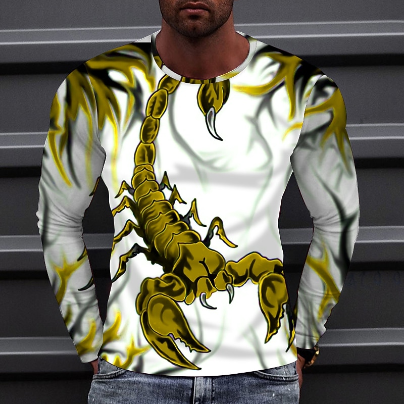 Homme Animal Scorpion T-shirt manche longue T-shirt Col rond Chemise Sports Mode Vêtements de sport Extérieur Vacances Rue Noir Blanche Jaune Automne Vêtement Tenue S M L XL XXL XXXL 4XL de 2026 ? $21.99 –P7