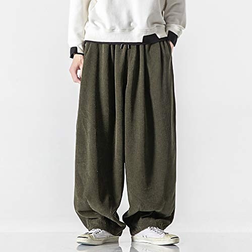 Men's Corduroy Pants Trousers Baggy Pants Pocket Drawstring Elastic Waist Solid Color Comfort Warm Full Length Daily Fashion Casual Loose Fit Navy ArmyGreen 2025 - $42.99 –P2
