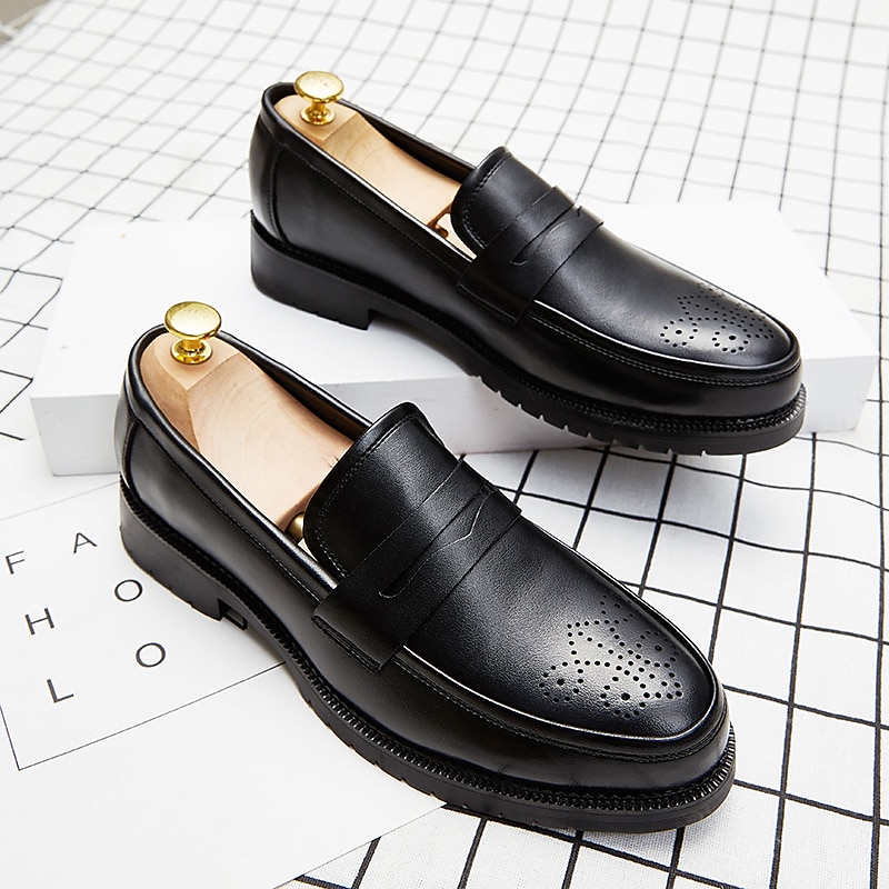 herrekjole penny loafers & slip-ons pluss størrelse vintage business casual fest & kveld loafers svart brun høst vinter 2025 - $64.99 –P19