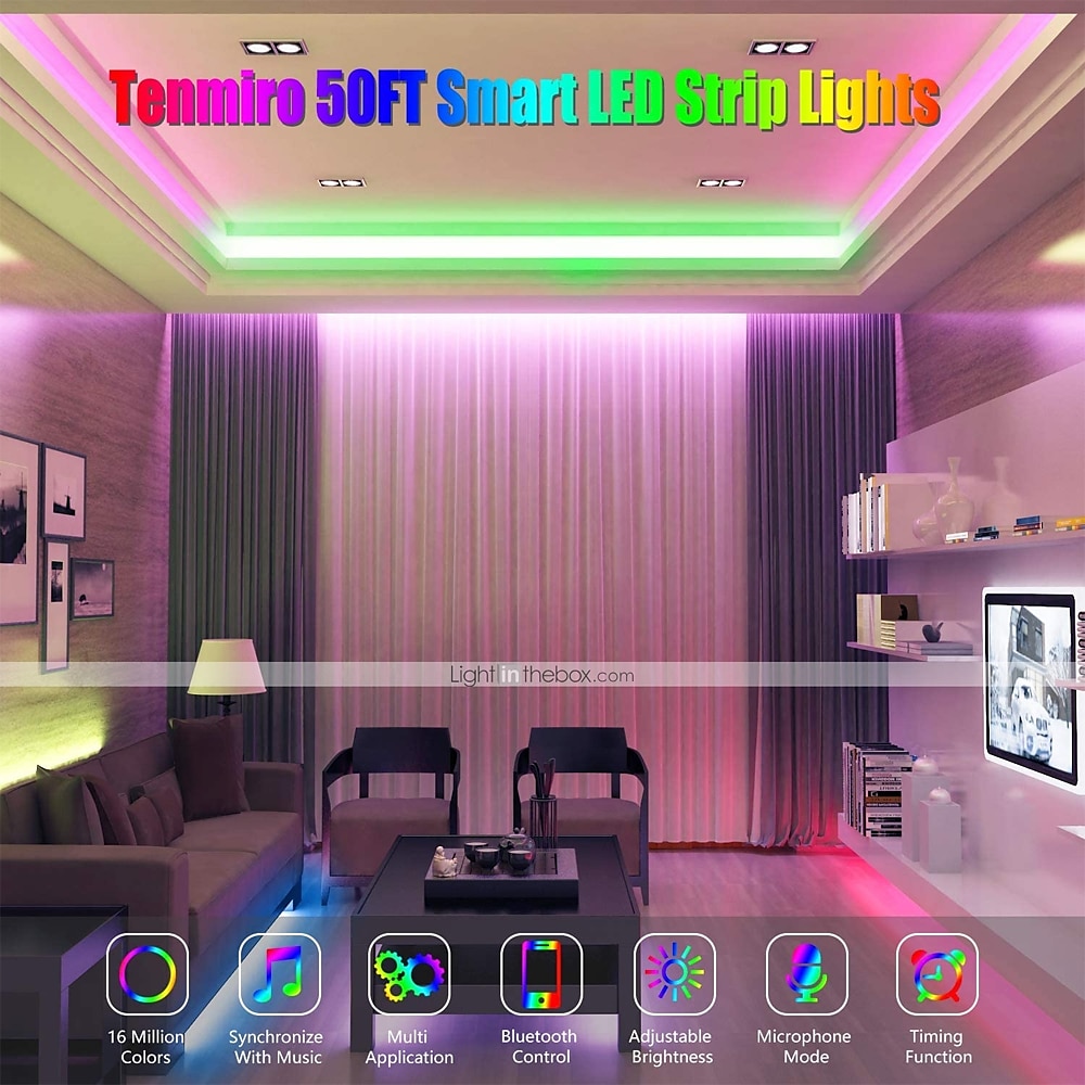 RGB Waterproof Smart Neon Rope Light Kit, Silicone LED Strip Lights 3M, 5M, or 2x5M Bluetooth App Control, Dimmable, Music Sync, Multi-Color, DIY Cuttable 2025 - $59.99 –P13