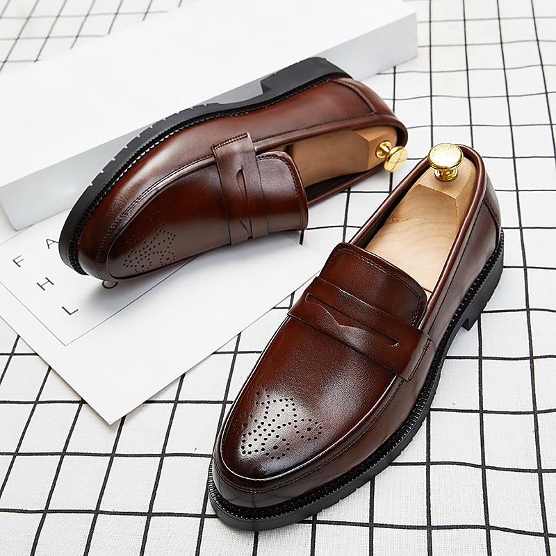 herrekjole penny loafers & slip-ons pluss størrelse vintage business casual fest & kveld loafers svart brun høst vinter 2025 - $64.99 –P14