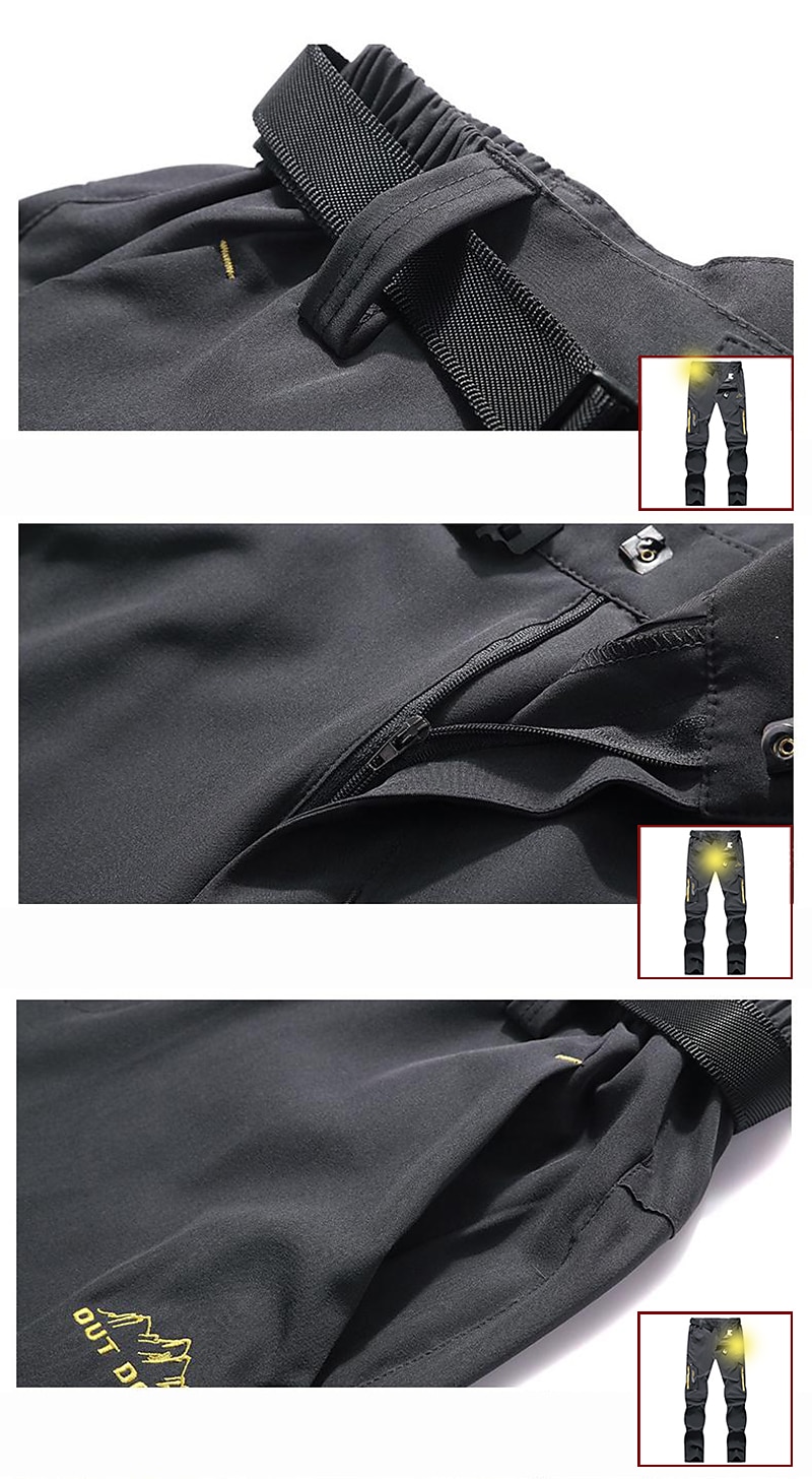 Men's Convertible Zip Off Pants Hiking Pants Trousers Summer Outdoor Waterproof Breathable Quick Dry Stretchy Pants / Trousers Bottoms Elastic Waist Army Green Dark Grey Elastane Hunting Fishing 2025 - $34.99 –P17